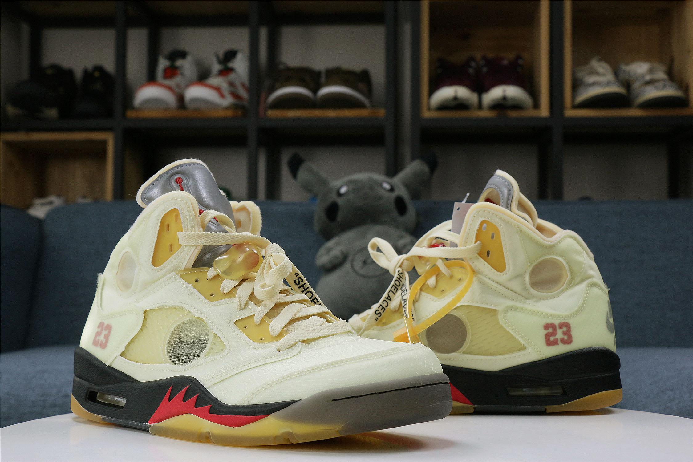 Off White x Air Jordan 5 Retro Sail/Plot twist (LN5 A1 Batch)