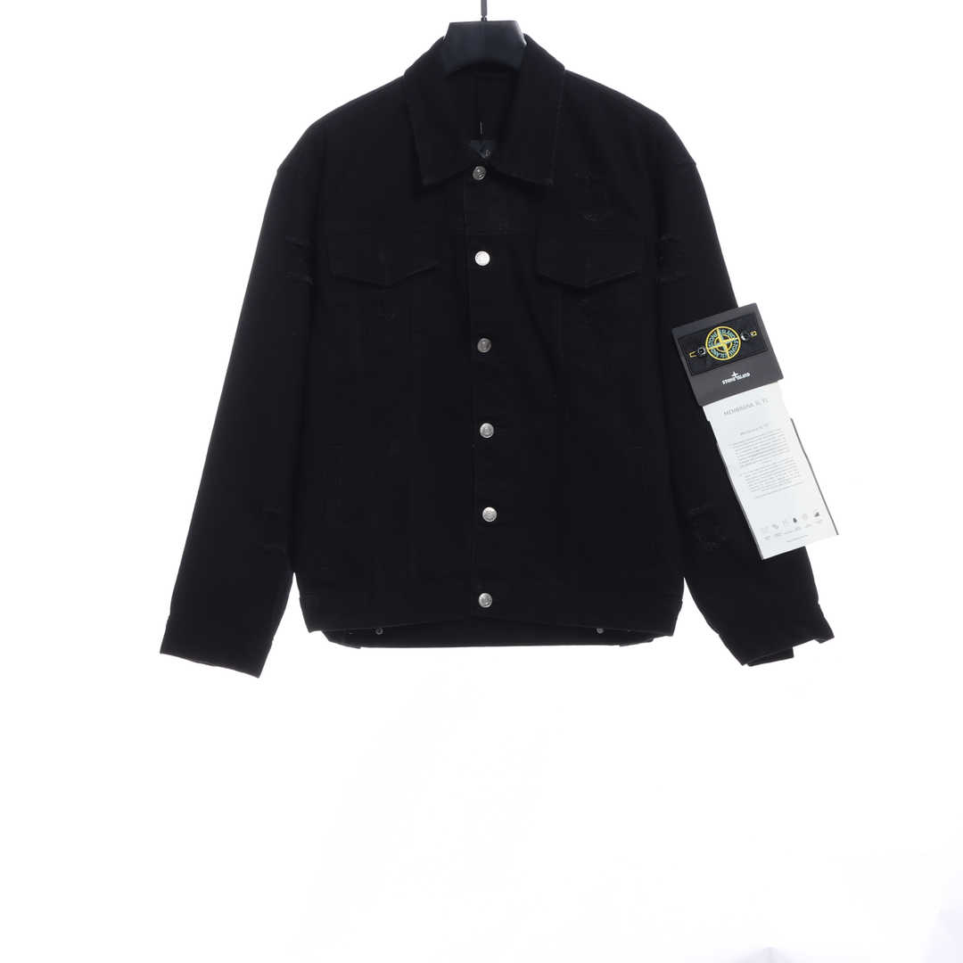 St0ne Island distressed armband denim jacket