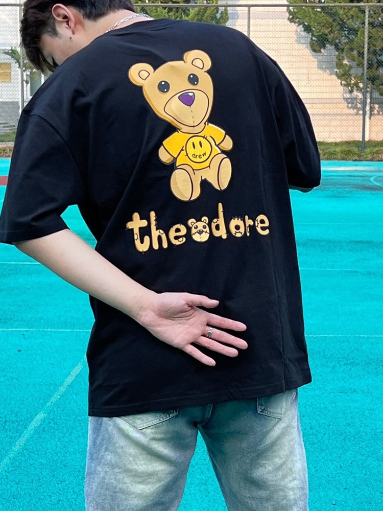 Drew cartoon fun bear printing short sleeves