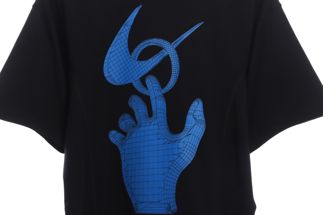 Nike co-OW asymmetrical hem letter printing short sleeves