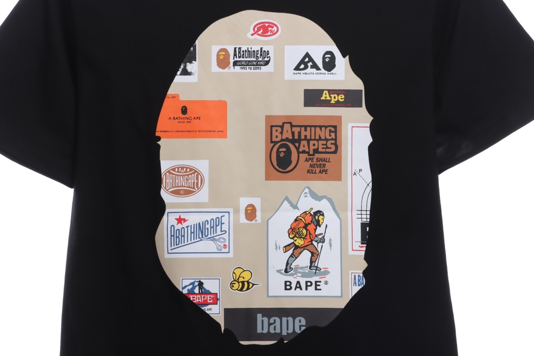 BAPE ape-man initials pattern label printing short sleeves