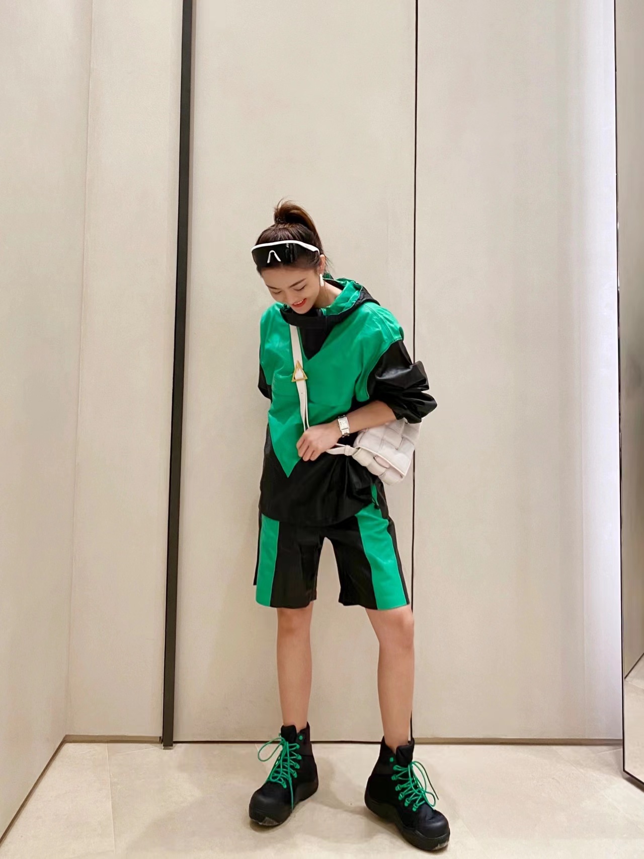 Bottega Veneta BV Parrot Green Tie Shorts