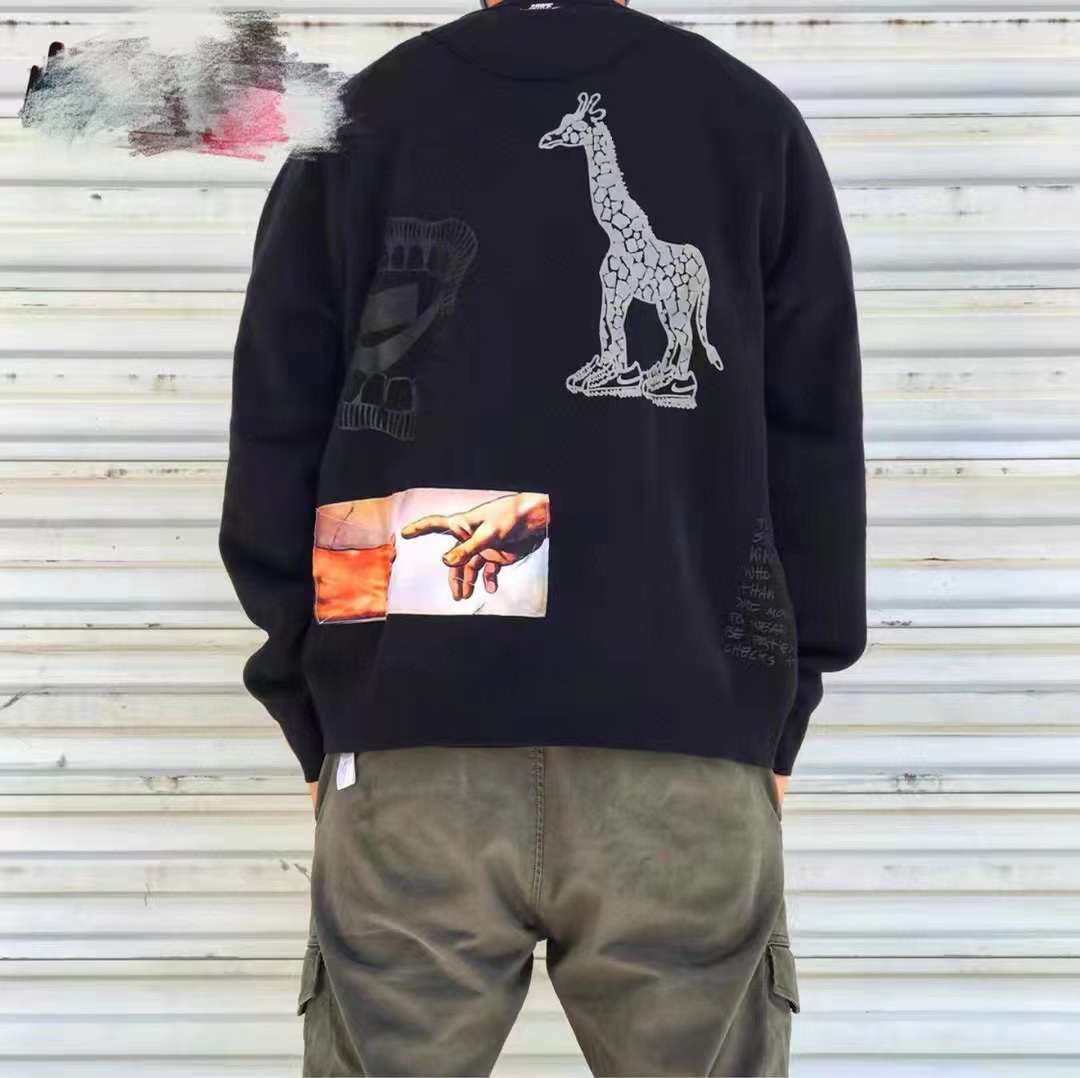 NK 3M reflective graffiti print giraffe sweater pullover
