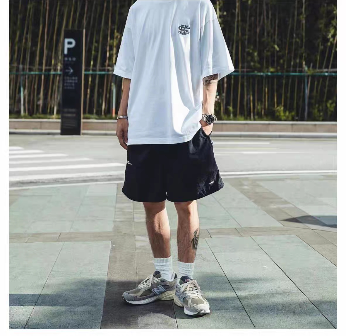 WT@PS Japanese nylon quick-drying rope casual loose beach shorts