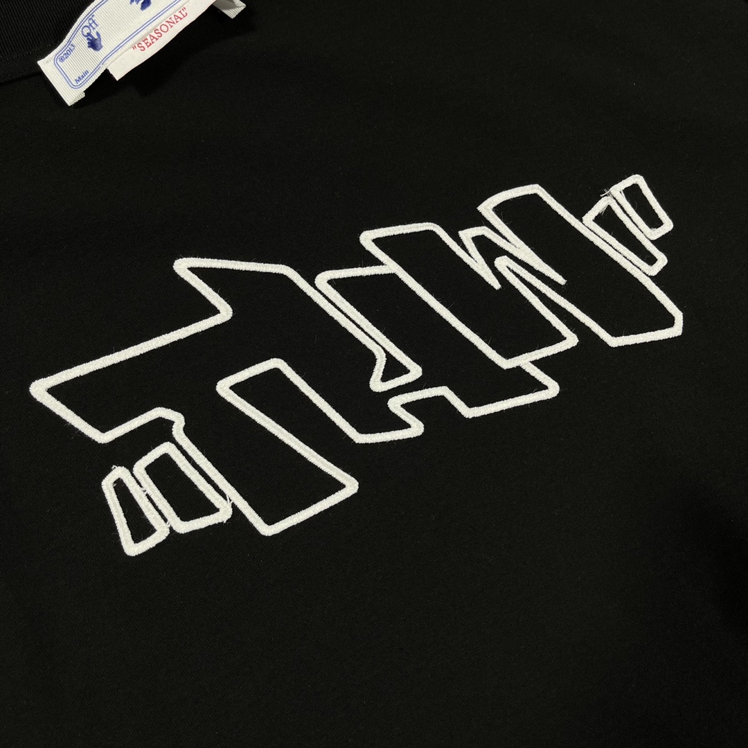 Ow23ss embroidery printing flocking letter short sleeves