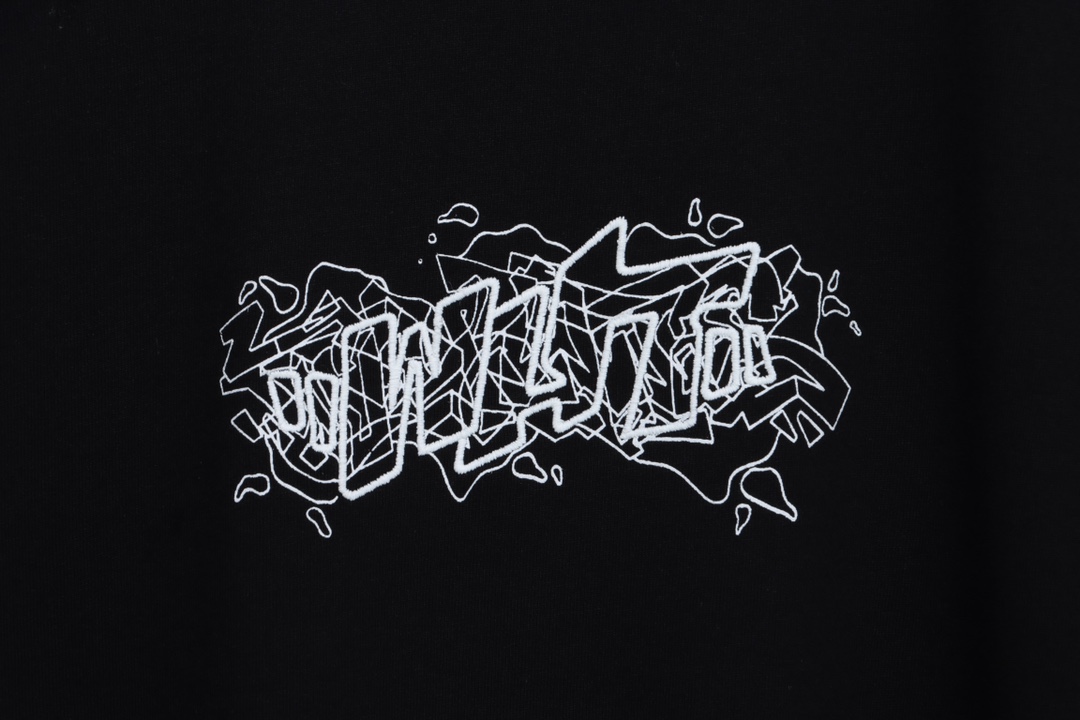 OW embroidery flocking print pattern short sleeve