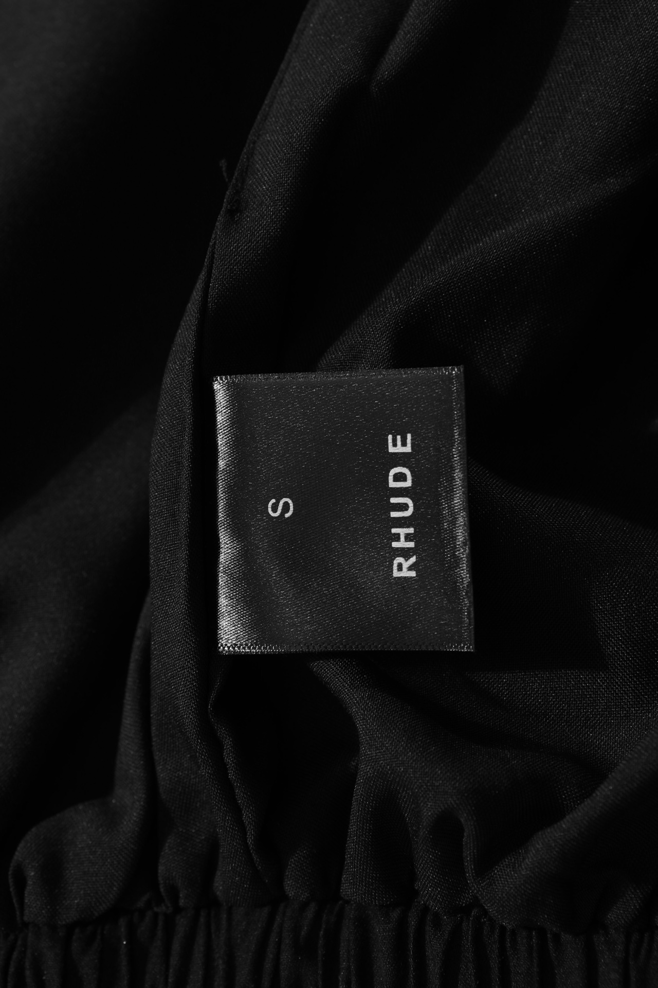 RHUDE vintage logo print two-tone drawstring shorts