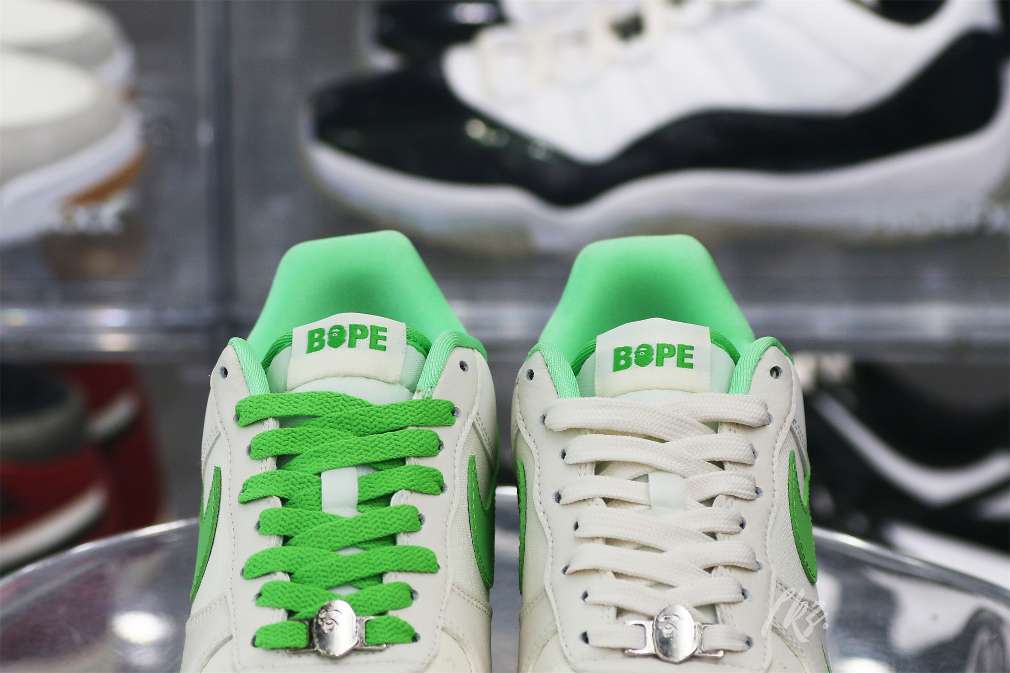 Bape X Nike Air Force 1 White Green Custom shoes