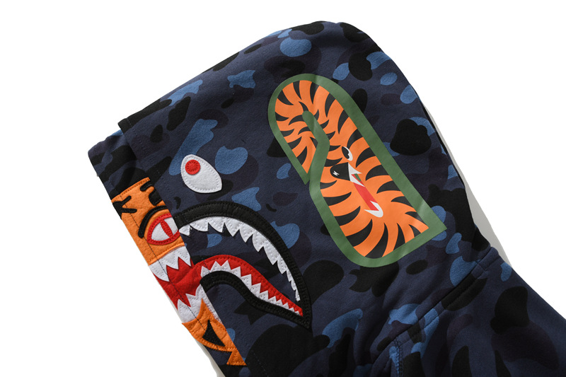 Bape Camo Tiger Shark Wide Full Zip Double Hoodie