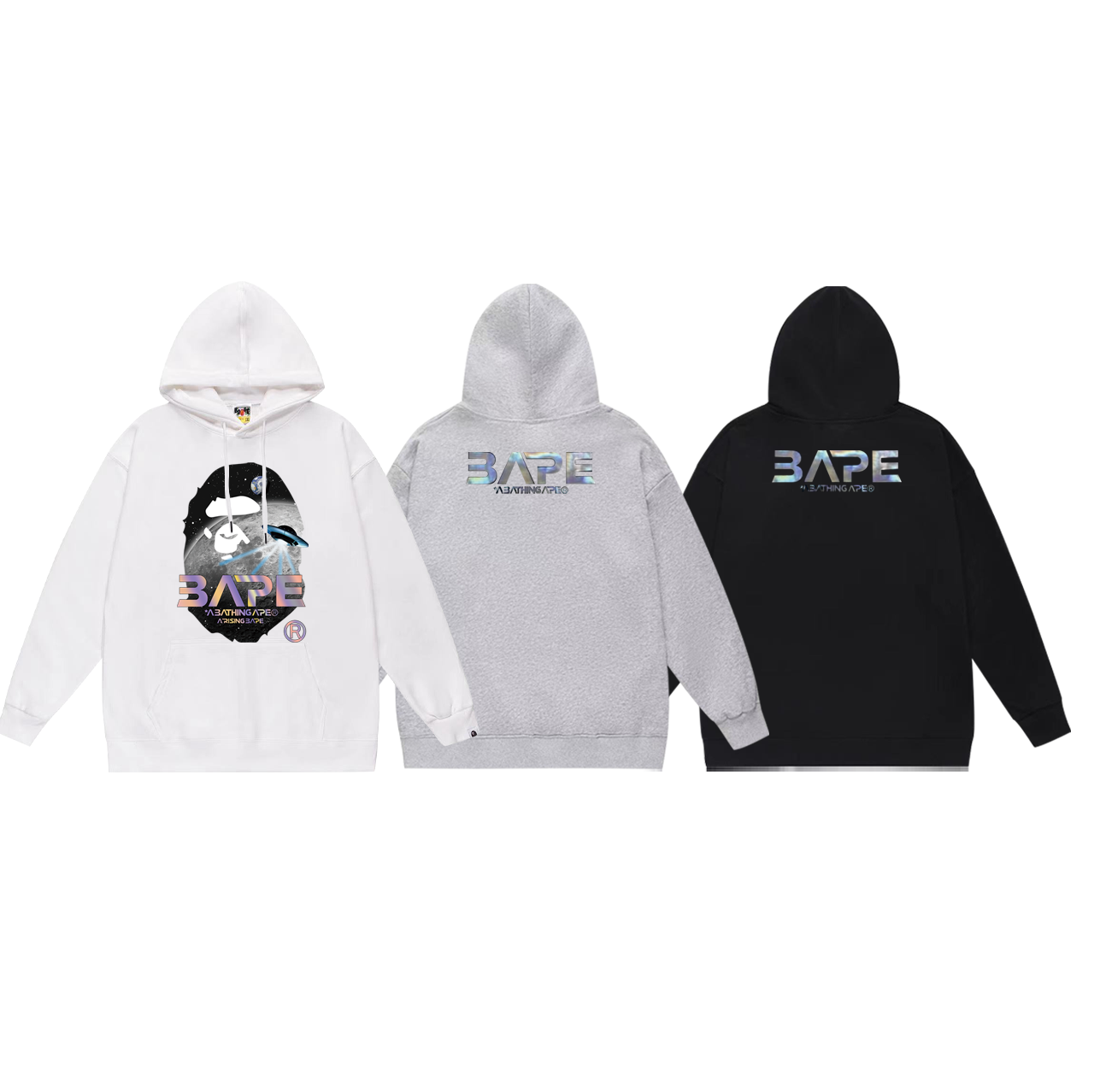 BAPE Mid-Autumn Moon and Autumn Scenery Ape Head UFO holographic logo hoodie