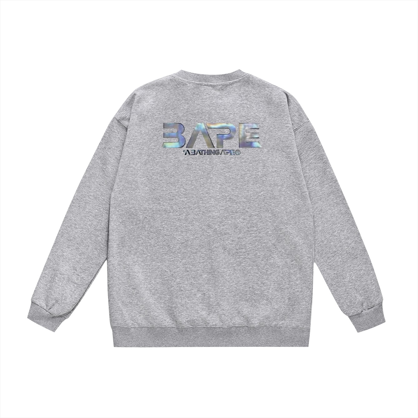 BAPE Mid-Autumn Moon and UFO Ape Head holographic logo graphic crewneck sweatshirt
