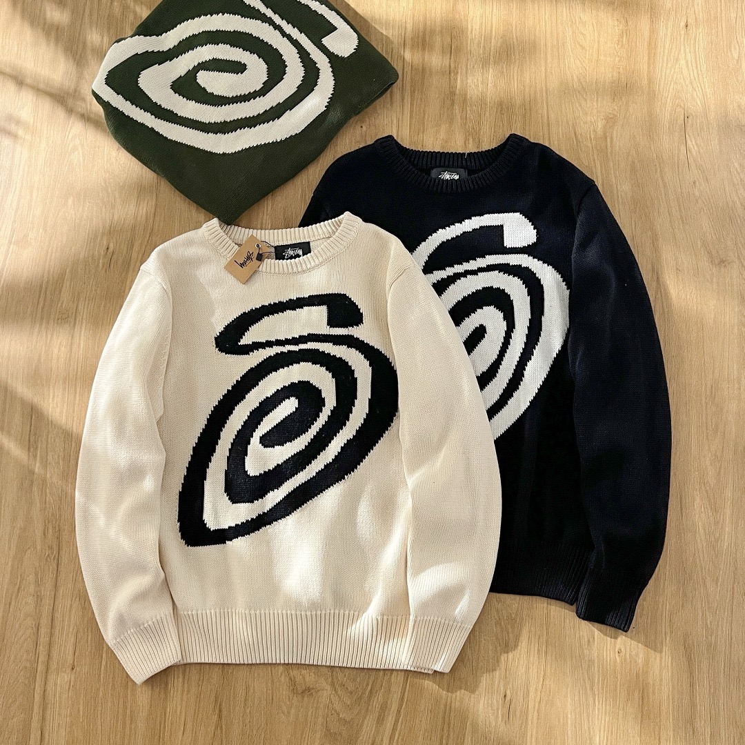 Stussy S curly mosquito coil knit sweater