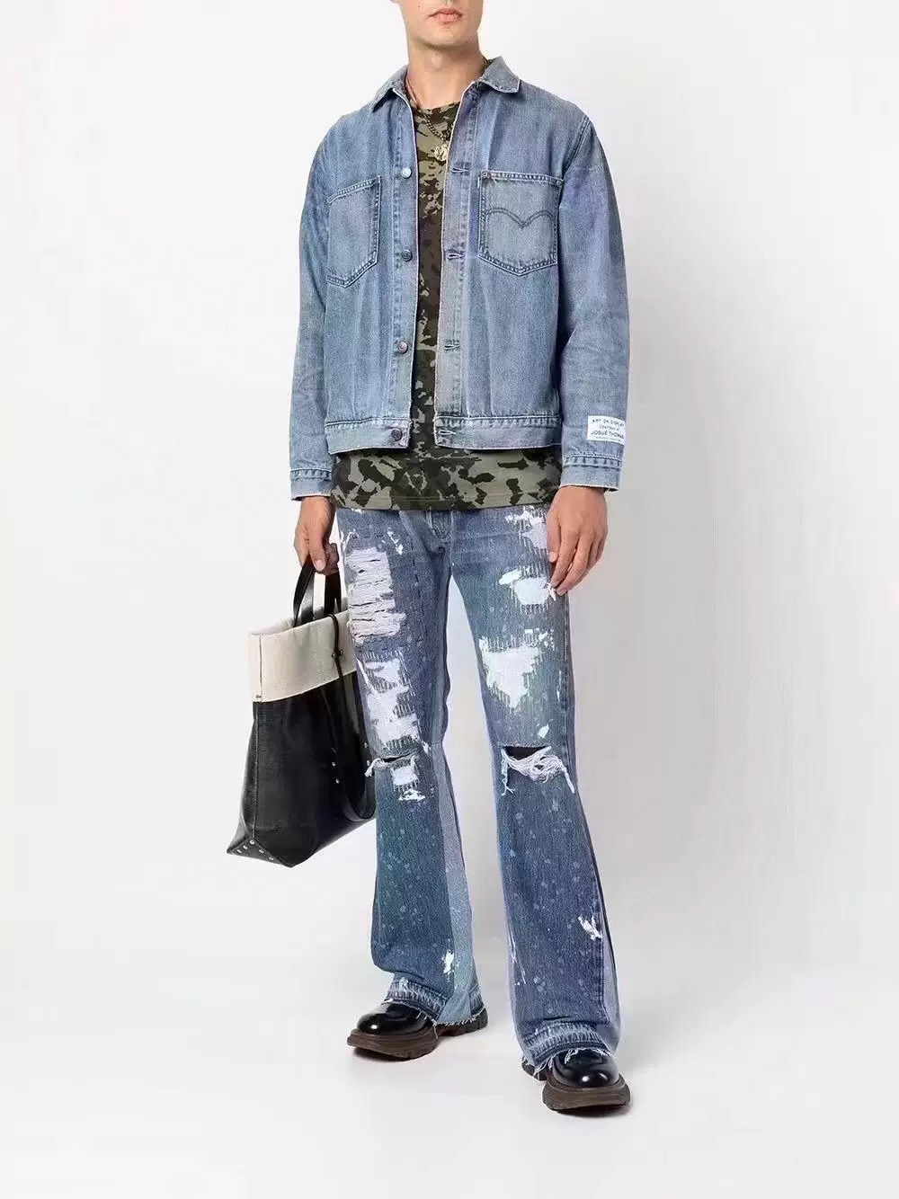 GALLERY.DEPT Distressed Patchwork Flared Jeans