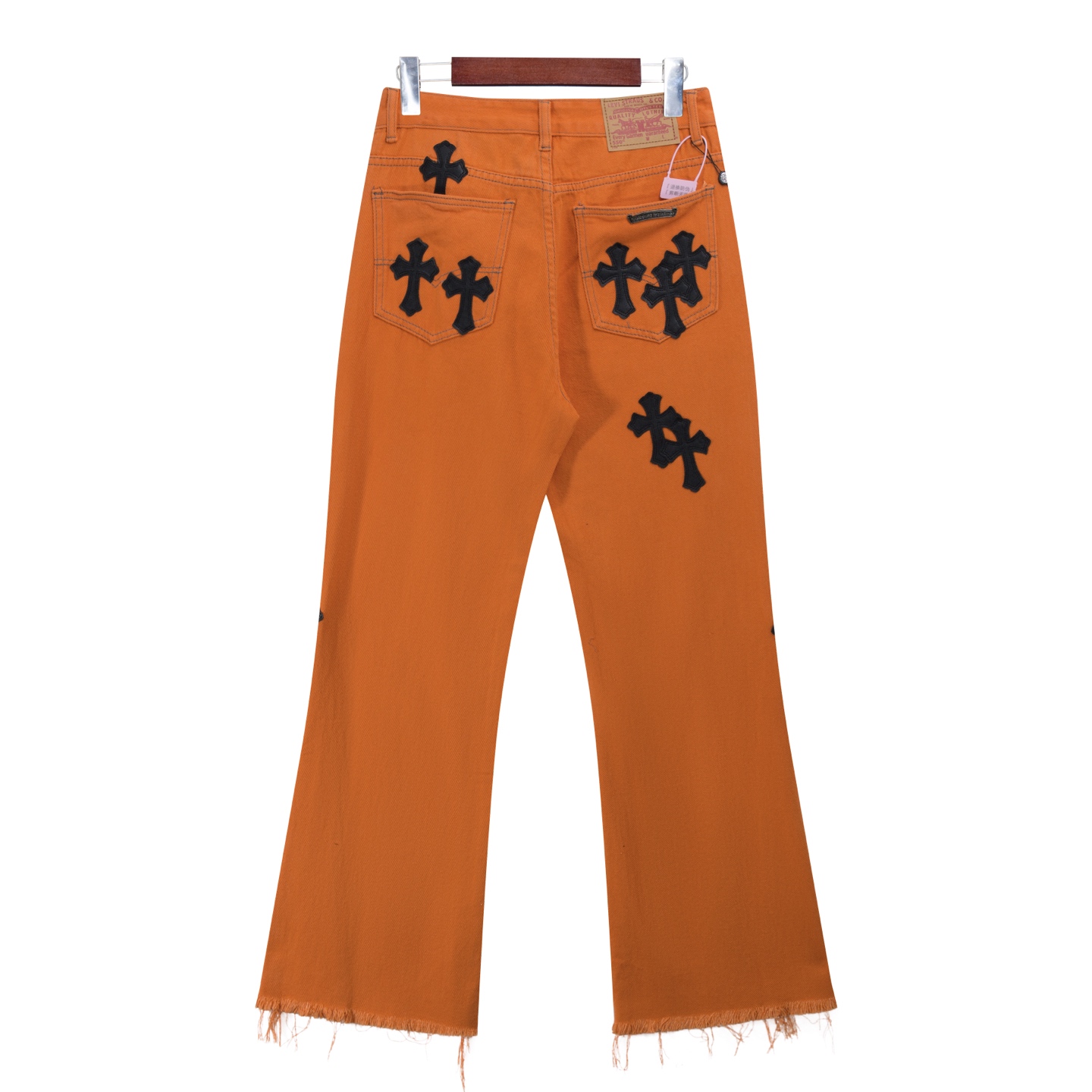 Ch*0me He**ts black crosses orange pants